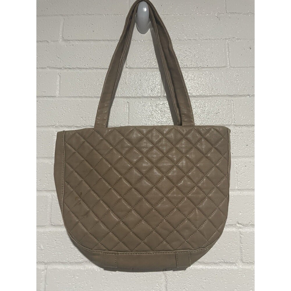 HOBO Tote Handbag Puffy Quilted Bag Lightweight Shoulder Bag Tan Stained